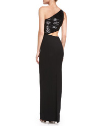 Michael Kors Michl Kors One Shoulder Cutout Gown With Sequins Black