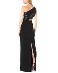 Michael Kors Michl Kors Paillette Embroidered One Shoulder Cutout Gown