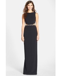Nicole Miller Queen Of The Night Embellished Cutout Column Gown