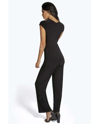 Boohoo Tina Tie Front Cut Out Jumpsuit