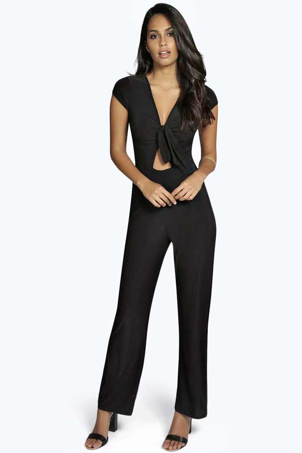 tie front cutout jumpsuit