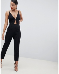 ASOS DESIGN Cami Jumpsuit With Peg Leg And Cut Out Detailgold