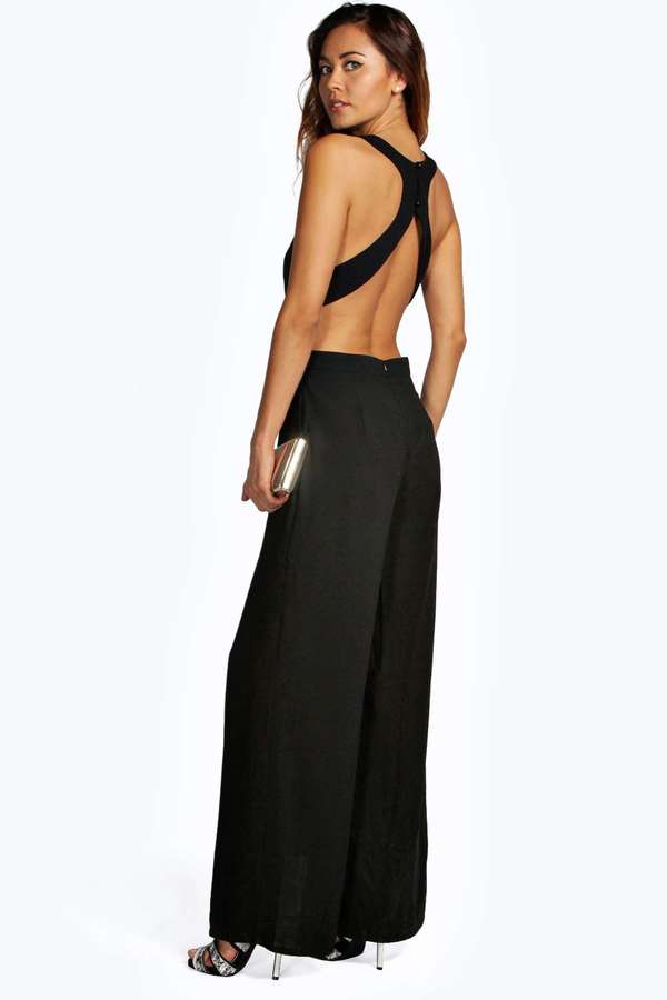 Take Me Out Open Back Jumpsuit Black – likemary
