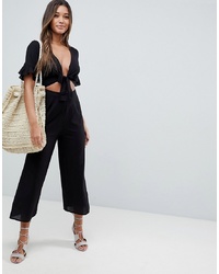 ASOS DESIGN Tea Jumpsuit With Cut Out And In Linen