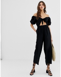 ASOS DESIGN Tea Jumpsuit With Puff Sleeve And
