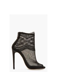 Dolce And Gabbana Black Lace And Mesh Ankle Boots