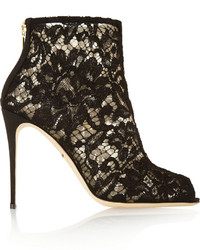 Dolce & Gabbana Lace And Mesh Peep Toe Ankle Boots