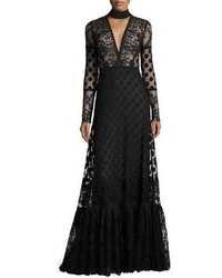 Black Cutout Lace Evening Dress