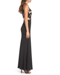 Sequin Hearts Cutout Embellished Lace Scuba Gown