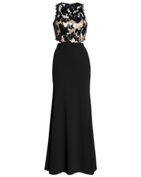 Sequin Hearts Cutout Embellished Lace Scuba Gown