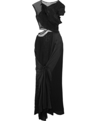 Preen by Thornton Bregazzi Ivanna One Shoulder Tulle Devor Satin Crepe And Lace Maxi Dress