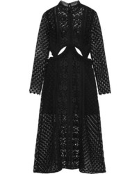 Self-Portrait Cutout Guipure Lace Midi Dress Black
