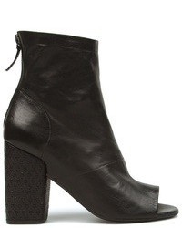 Black Cutout Leather Ankle Boots