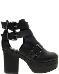 Asos Against The Clock Cut Out Ankle Boots Black