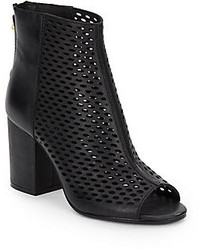Ash Fancy Perforated Leather Peep Toe Ankle Boots
