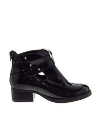 Asos After All Leather Cut Out Ankle Boots