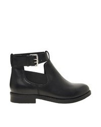 Asos Ascot Leather Cut Out Ankle Boots