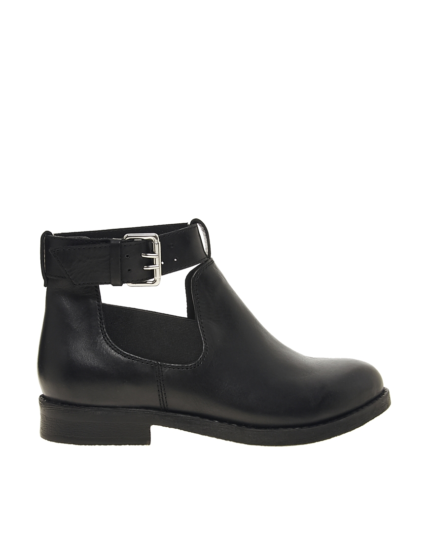 Asos Ascot Leather Cut Out Ankle Boots, $103 | Asos | Lookastic