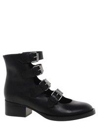 Asos Axel Leather Ankle Boots Black