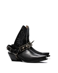 R13 Black 25 Backless Leather Cowboy Boots