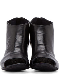 Officine Creative Black Leather Peep Toe Ankle Boots