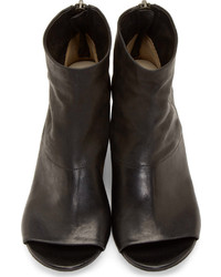 Marsèll Black Leather Peep Toe Boots