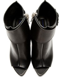 Proenza Schouler Black Open Toe Buckle Ankle Boots