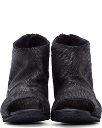 Officine Creative Black Scaled Leather Peep Toe Boots