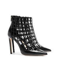 Jimmy Choo Black Sheldon 100 Caged Leather Boots
