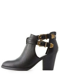 Charlotte Russe Buckled Cut Out Ankle Booties