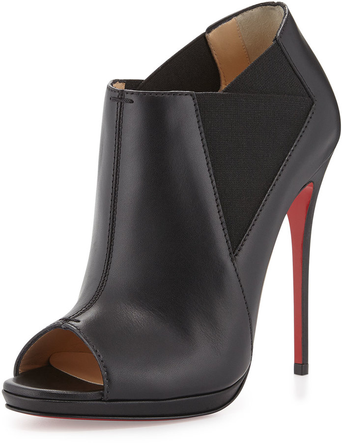 Christian Louboutin Hippik 100 Cutout Leather Ankle Boots in Black