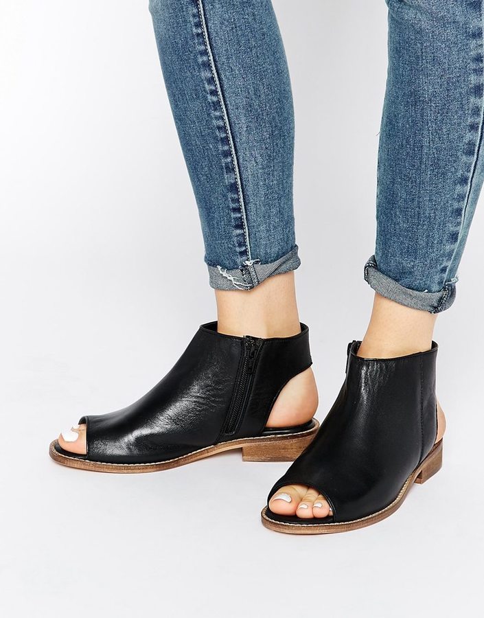 leather open toe ankle boots