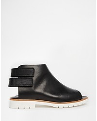 Asos Collection Adam And Eve Leather Peep Toe Ankle Boots