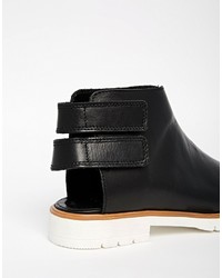 Asos Collection Adam And Eve Leather Peep Toe Ankle Boots