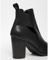 Asos Collection Exceptional Cut Out Elastic Leather Ankle Boots