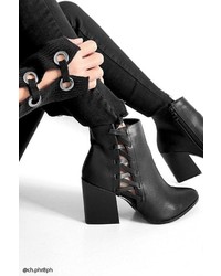 Forever 21 Faux Leather Cutout Ankle Boots