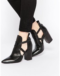 H by Hudson Hudson London Geneve Black Leather Cut Out Heeled Ankle Boots