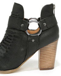 Seychelles Impossible Black Leather Ankle Booties