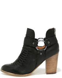 Seychelles Impossible Black Leather Ankle Booties