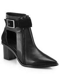 Tibi Leather Cutout Point Toe Ankle Boots