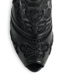Dolce & Gabbana Leather Lasercut Peep Toe Booties