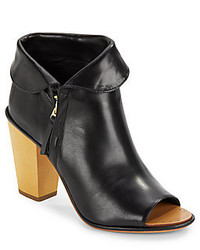 Leather Open Toe Ankle Boots