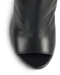 Stuart Weitzman Leather Peep Toe Ankle Boots