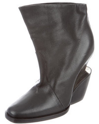 Theyskens' Theory Leather Square Toe Ankle Boots