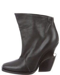 Theyskens' Theory Leather Square Toe Ankle Boots
