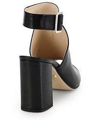 Prada Open Toed Leather Ankle Boots