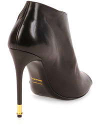 Tom Ford Padlock Leather Ankle Wrap Bootie Black