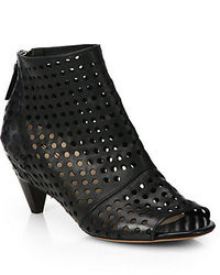 Elisanero Perforated Leather Open Toe Ankle Boots
