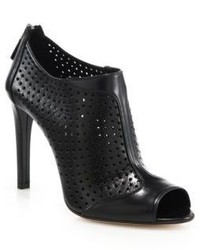Prada Perforated Leather Open Toe Booties