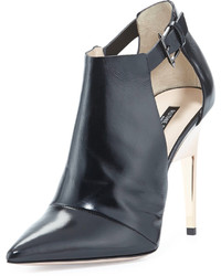 Ruthie Davis Point Toe Leather Ankle Bootie Blackrose Gold